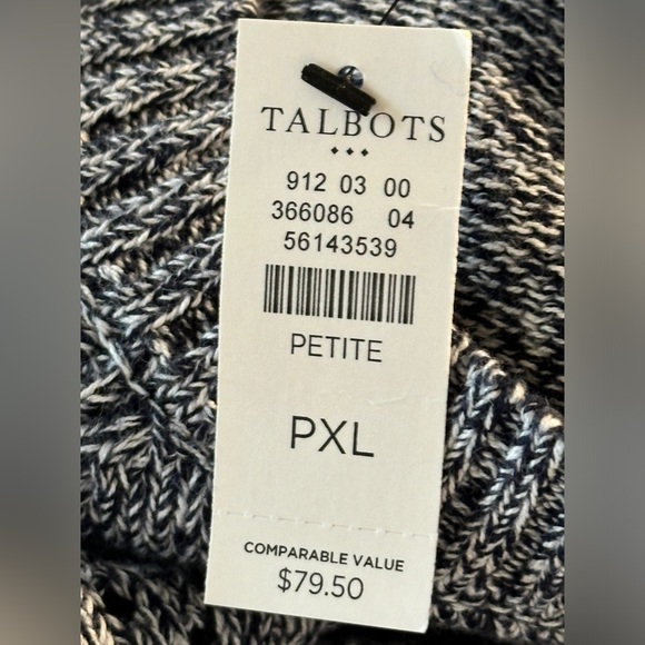 New with tag - Talbots Crew Neck Heather blue and white sweater-XL petite - Picture 8 of 9